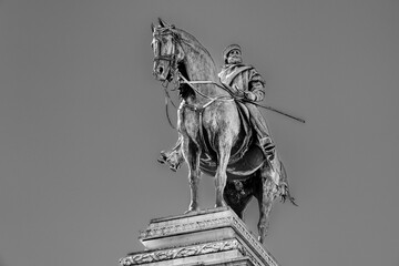 Outdoor bronze statue of Giuseppe Garibaldi (1807 - 1882) in Milan, Lombardy, Italy; an Italian general, patriot, revolutionary and republican