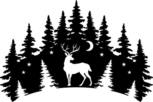 Deer Forest Cutfile, cricut ,silhouette, SVG, EPS, JPEG, PNG, Vector, Digital File