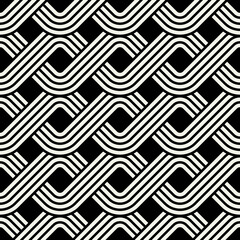 Vector seamless pattern. Geometric monochrome texture. Repeating striped bold ribbons.