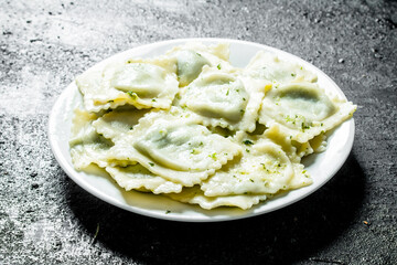 Ravioli with beef.