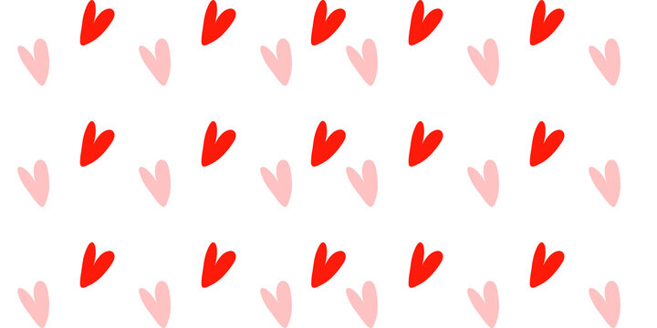 Red love heart seamless pattern illustration on transparent background. Cute pink hearts background print. Valentine's day holiday backdrop texture. Valentines day background. PNG image