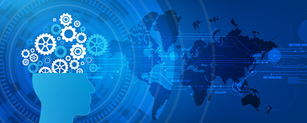 abstract background image, brain mechanism concept, high tech technology and communication network