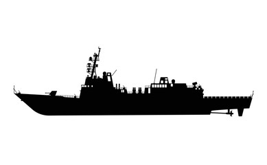 Military Anti-submarine Frigate Warship Vessel Silhouette, Army Attack Craft Battleship Illustration