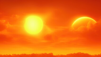 Obraz na płótnie Canvas Dramatic orange sky. climate change and global warming.