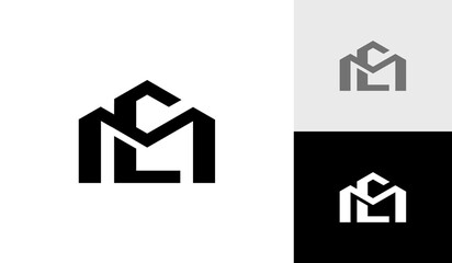 Obraz premium Letter MC or CM with house shape logo design vector
