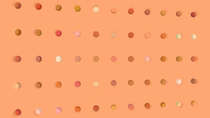 Tender orange abstract background with pulsating circles and dots. Festive backdrop. Copy space for greet