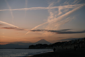 日本風景江ノ島夕焼け