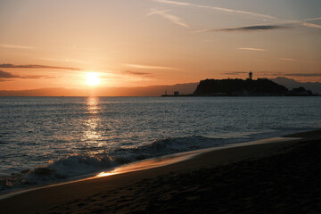 日本風景江ノ島夕焼け