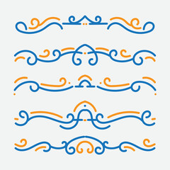 Set of ornamental filigree flourishes and thin dividers. Classical vintage elements, vector illustration