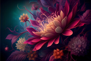 Fototapeta na wymiar Fantasy floral background.. Generative AI