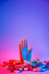 stop drugs hand on gradient background