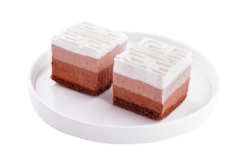 Delicious three layered chocolate mousse dessert
