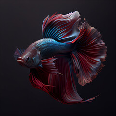 Fototapeta premium Siamese fighting fish (Betta splendens). Freshwater fish native to Southeast Asia, Cambodia, Laos, Myanmar, Malaysia, Indonesia, Thailand, and Vietnam. Most popular aquarium fish in the world.