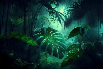 Rain Forest Background.. Generative AI