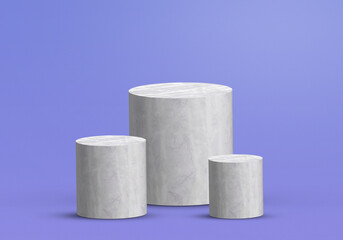 Cylinder marble shaped podiums for products