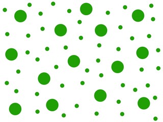 On a white background, large and small circles of green color