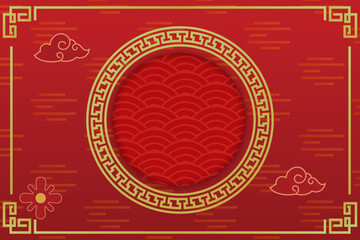 chinese new year background vector design with place for text, cloud and frame