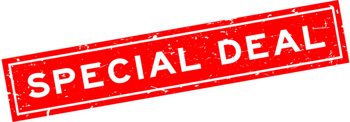 Grunge red special deal word square rubber seal stamp on white background