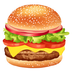 hamburger hand drawn with watercolor painting style illustration
