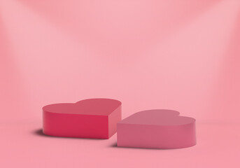 Hearts shaped platforms for valentine's day products presentation