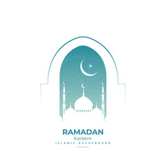 Ramadan kareem traditional greeting with mosque door design