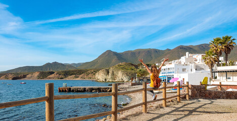 Panorama view from typical village in Cabo de Gata,  Andalusia in Spain