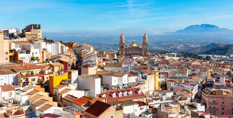 Aerial view of Jaen Cathedral and city landscape,  Andalusia in Spain