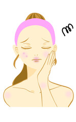 ニキビに悩む女性　吹き出物　美容　主線なし