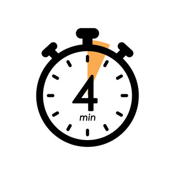Vecteur Stock four minutes stopwatch icon, timer symbol, cooking time,  cosmetic or chemical application time, 4 min waiting time vector  illustration | Adobe Stock