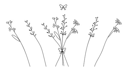 flower botanical floral line art simple minimalist wedding invitation hand drawn backgrounds and frames, social media stories wallpapers vintage logo vector