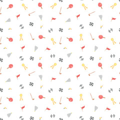 Seamless vector pattern with sports icons. Doodle vector with sport icons on white background. Vintage sport pattern