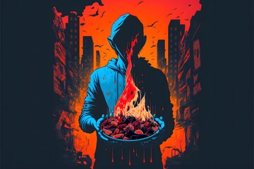 A poor hungry kid with malnutrition and looking for food. Poverty. Social Issue. Hunger and Food Wastage. Awareness. Prevention. Human Rights.