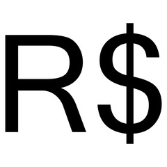 Brazilian real currency symbol icon on Transparent Background