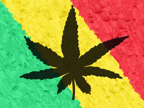 digital painting reggae cannabis leaf background