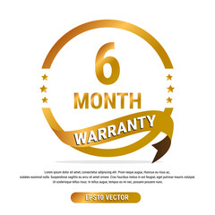 6 month warranty golden badge isolated on white background. label guarantee
