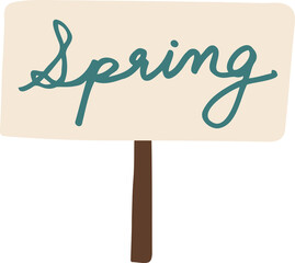 spring sign hand drawn style for groundhog day concept