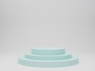 Empty podium or pedestal display on white background success concept. Blank product shelf standing backdrop. 3D rendering.