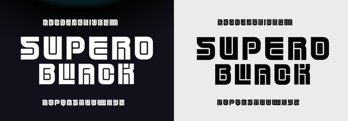 SUPERO BLACK Modern Bold Font. Regular Italic Number Typography urban style alphabet fonts for fashion, sport, technology, digital, movie, logo design, vector illustration