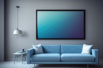 Modern living room with A Photoframe. Genrative AI