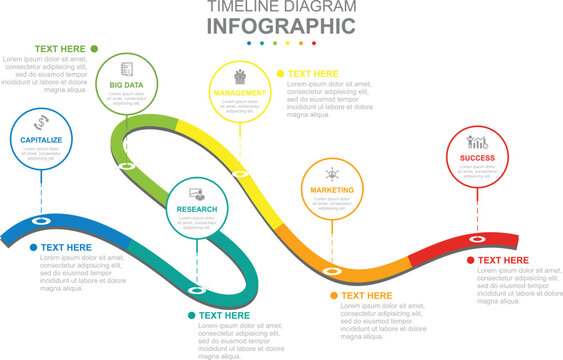 Infographic business template. Modern Timeline diagram with road journey concept presentation.
