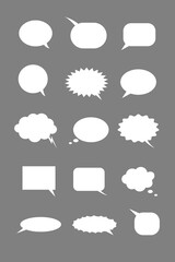 Set of blank empty white speech bubbles on isolated background. Vector illustration.