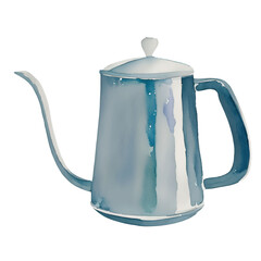 coffee kettle drawn digital painting watercolor illustration