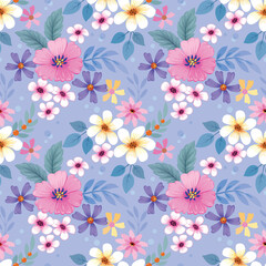 Colorful flowers design seamless pattern. Can be used for fabric textile wallpaper.