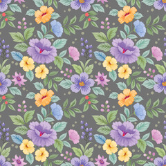 Beautiful flowers design seamless pattern. Can be used for fabric textile wallpaper.