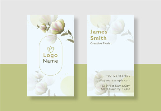  Floral Vertical Business Card Layout