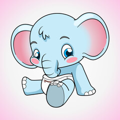 cute little elephant cartoon vector illustration