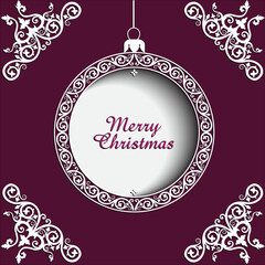 ornamental christmas ball on purple background / vector illustration
