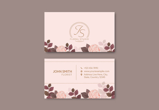 Minimal Floral Business Card Layout