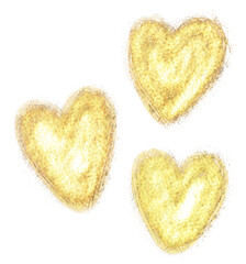 Cute Gold Glitter Heart Shape Ornament Doodle Hand Drawn
