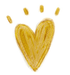 Cute Gold Glitter Heart Shape Ornament Doodle Hand Drawn